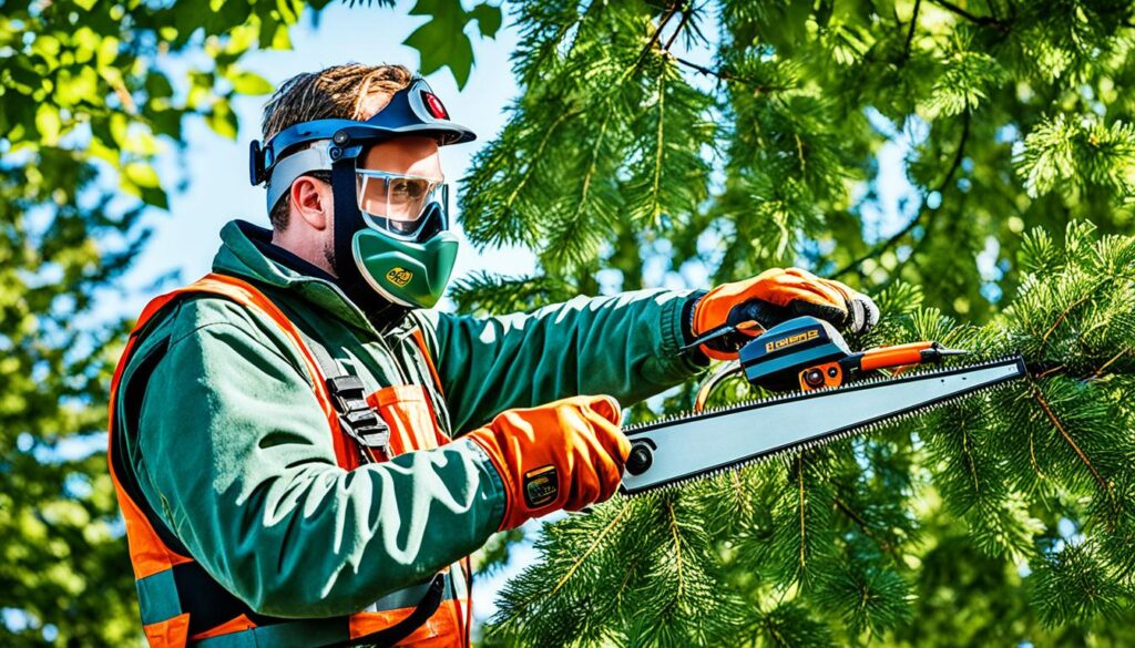 Hochentaster im Einsatz für präzises Sägen